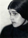Retrato de Tina Modotti. Impresión de negativo donado por Vittorio Vidali. Fototeca INAH