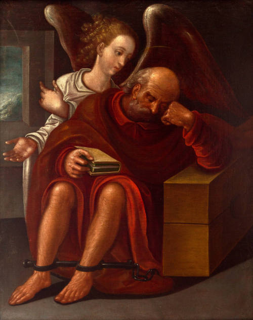 San Pedro encadenado y un ángel