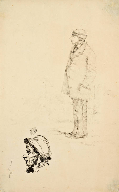 Sin título (Hombre de pie y rostro de mujer)