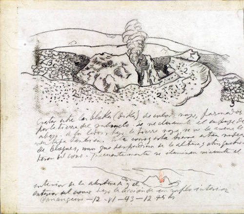 Cráter de formación de una corriente de lava