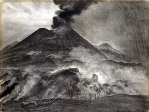 Paisaje al amanecer con fumarolas