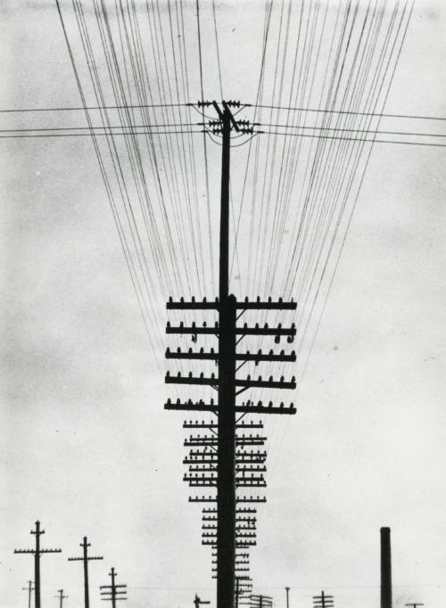 Postes de teléfono. Impresión de negativo donado por Vittorio Vidali. Fototeca INAH.