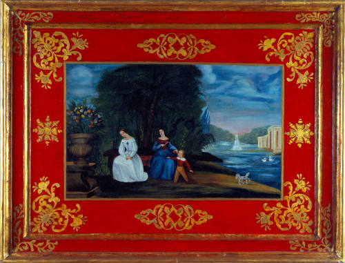 Paisaje con dos damas y un niño