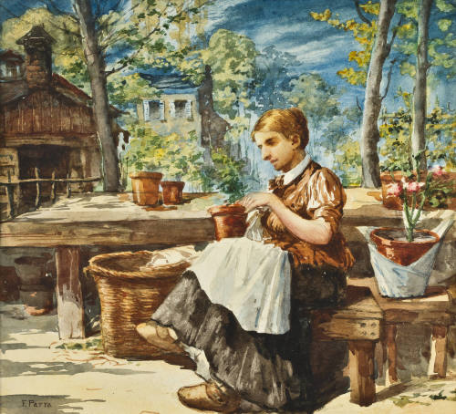 Sin título (Dama sentada cosiendo)