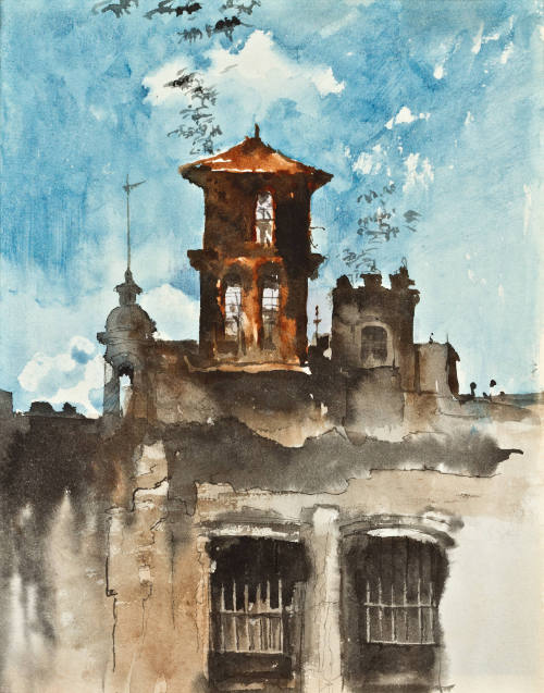 Sin título (Fachada y torre) Anverso sin título (Paisaje y retrato)