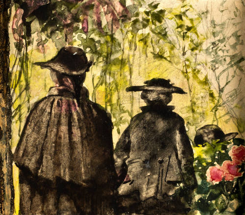 Sin título (Paisaje y dos damas de espaldas)