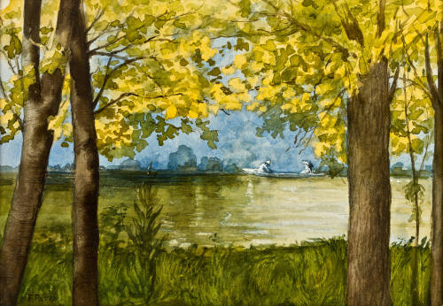 Sin título (Paisaje y lago)