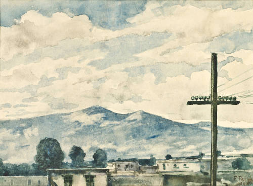 Sin título (Torre de luz con montañas)