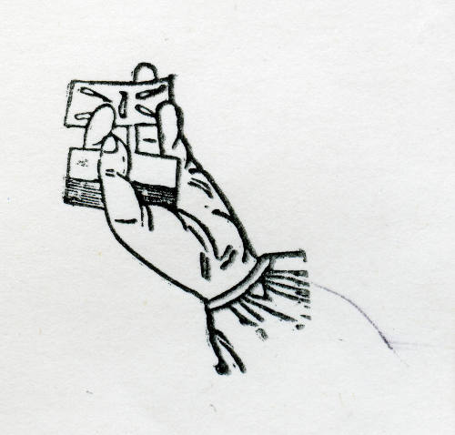 Juego de manos y baraja. Una mano con barajas (quinta de 5)