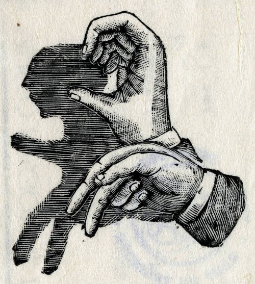 Sombra de niño con las manos