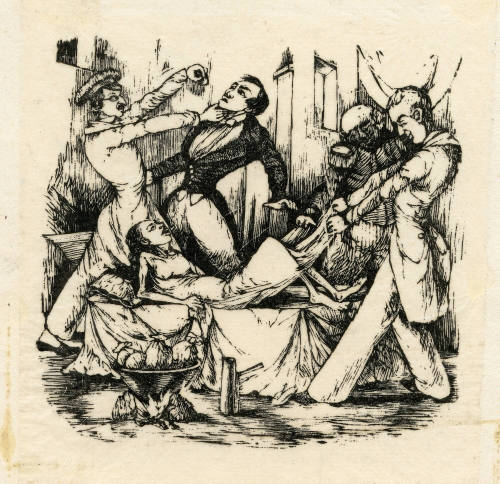 Sin título (Mujer acostada y hombres peleando)