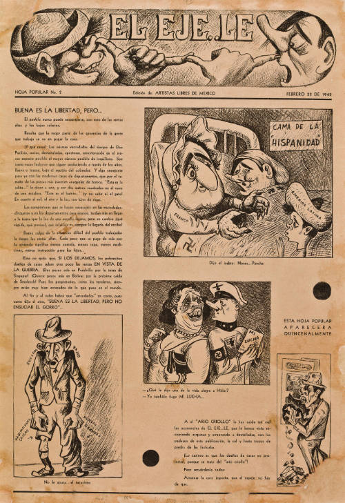 El Eje. Le. Hoja popular 2, febrero 22, 1942 México: Artistas libres de México