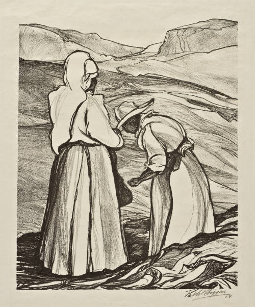 Mujeres otomíes sembrando