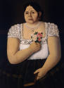 Retrato de poblana con ramito de rosas